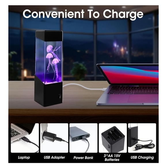 Black LED Jelly Fish Water Fountain with USB - Picture 7 of 7